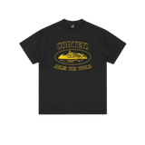 Corteiz Alcatraz Rules the World Tee Black Yellow – limited edition Corteiz t-shirt, black and yellow graphic streetwear tee, bold slogan design, urban casual wear