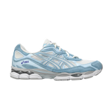 ASICS Gel-NYC Cream Arctic Sky – women's lifestyle sneakers, cream and arctic sky blue colorway, Gel cushioning technology, breathable mesh and suede upper, urban casual shoes