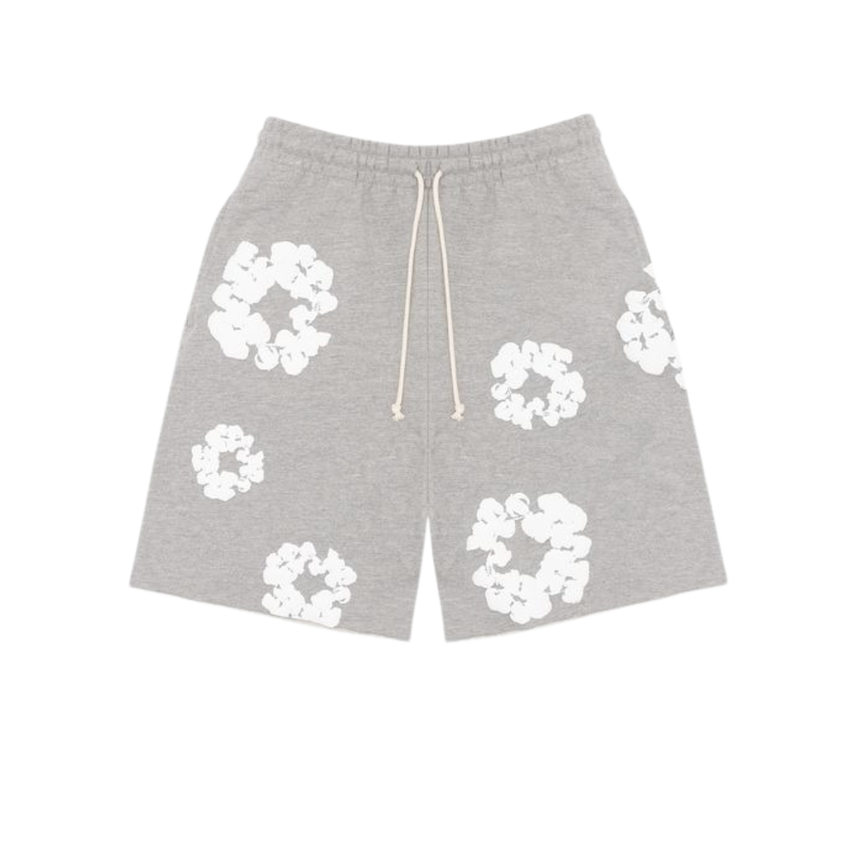Denim Tears The Cotton Wreath Shorts Grey – limited edition streetwear shorts, Denim Tears brand, grey cotton blend casual shorts, graphic design with cotton wreath motif