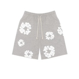 Denim Tears The Cotton Wreath Shorts Grey – limited edition streetwear shorts, Denim Tears brand, grey cotton blend casual shorts, graphic design with cotton wreath motif