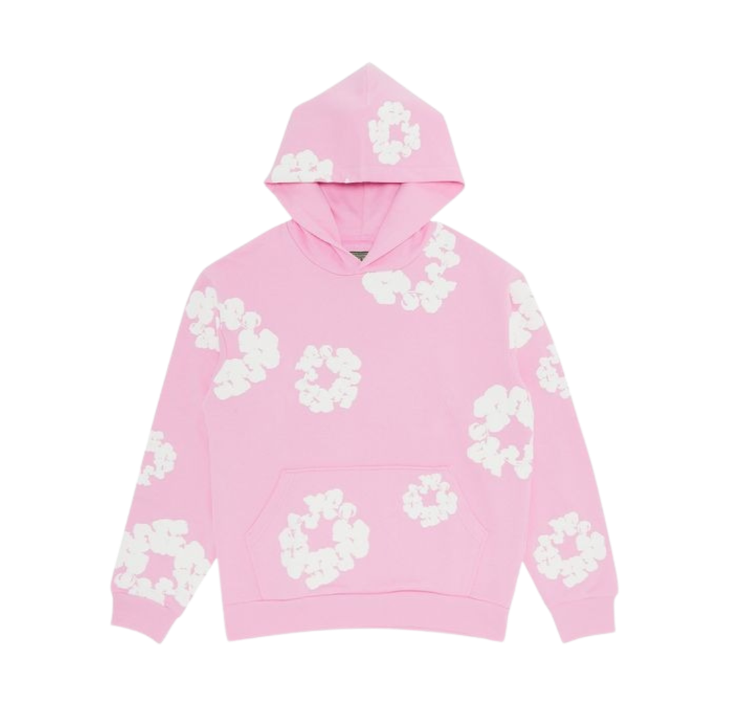 Denim Tears The Cotton Wreath Sweatshirt Pink – limited edition streetwear sweatshirt, Denim Tears brand, pink cotton blend pullover, graphic design with cotton wreath motif