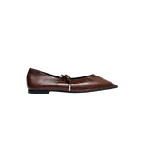 ALOHAS Sway Beads Rift Brown Leather Ballet Flats