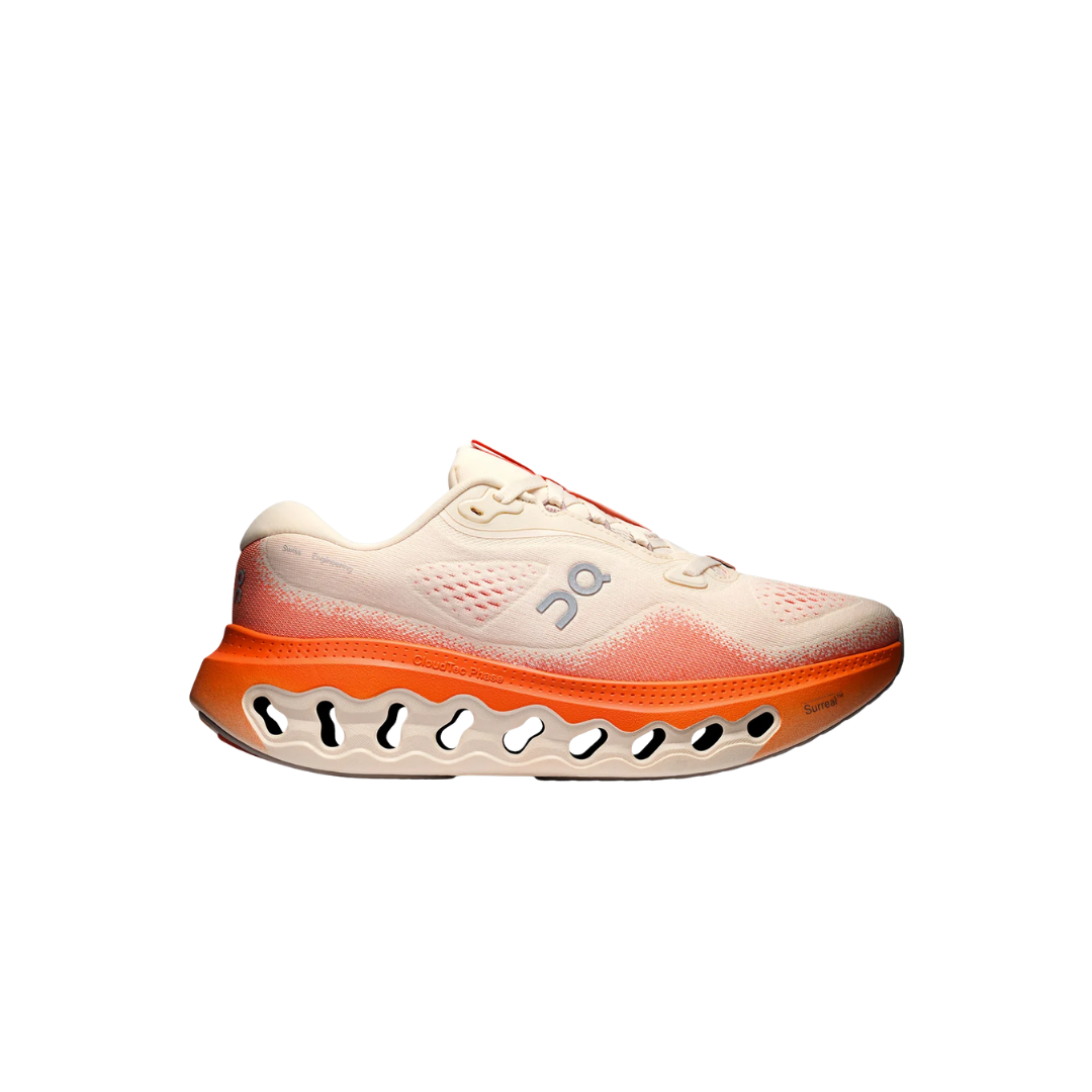 On Running Cloudsurfer 3 W in Moonstone/Flame with Surreal™ cushioning and warp-knit upper
