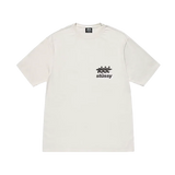 Stüssy Surfwalk T-shirt Dyed with Natural Pigment – unisex natural pigment-dyed cotton t-shirt, vintage wash texture, bold "Surfwalk" graphic print on front, ribbed crew neck, short sleeves, soft breathable fabric, casual streetwear and skatewear essential