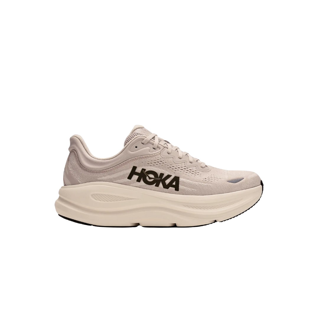 HOKA Bondi 9 Running Shoes in River Rock Grey / Alabaster