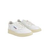 Autry Medalist Low Sneakers in White and Gold Leather