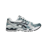 ASICS Gel-Kayano 14 White Fjord Grey – men's running shoes, white and fjord grey colorway, Gel cushioning technology, stability support, breathable mesh upper, performance sneakers