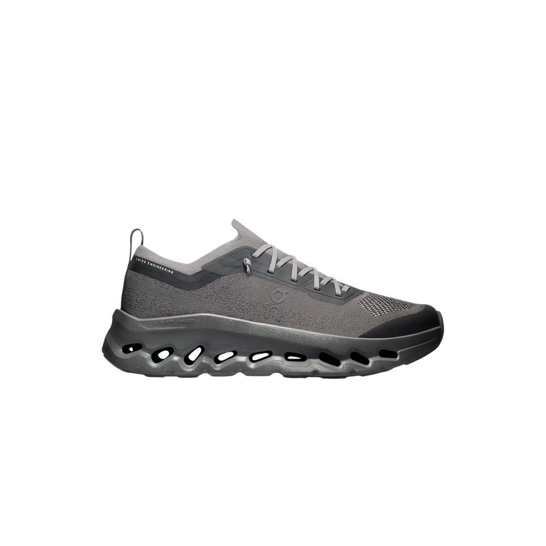 On Running Cloudtilt Moon W in Nickel with sock-like fit and cushioned sole