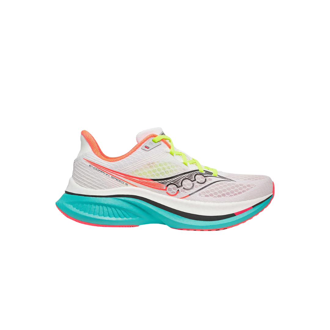 Saucony Endorphin Speed 5 Women's Running Shoes in White and Mutant