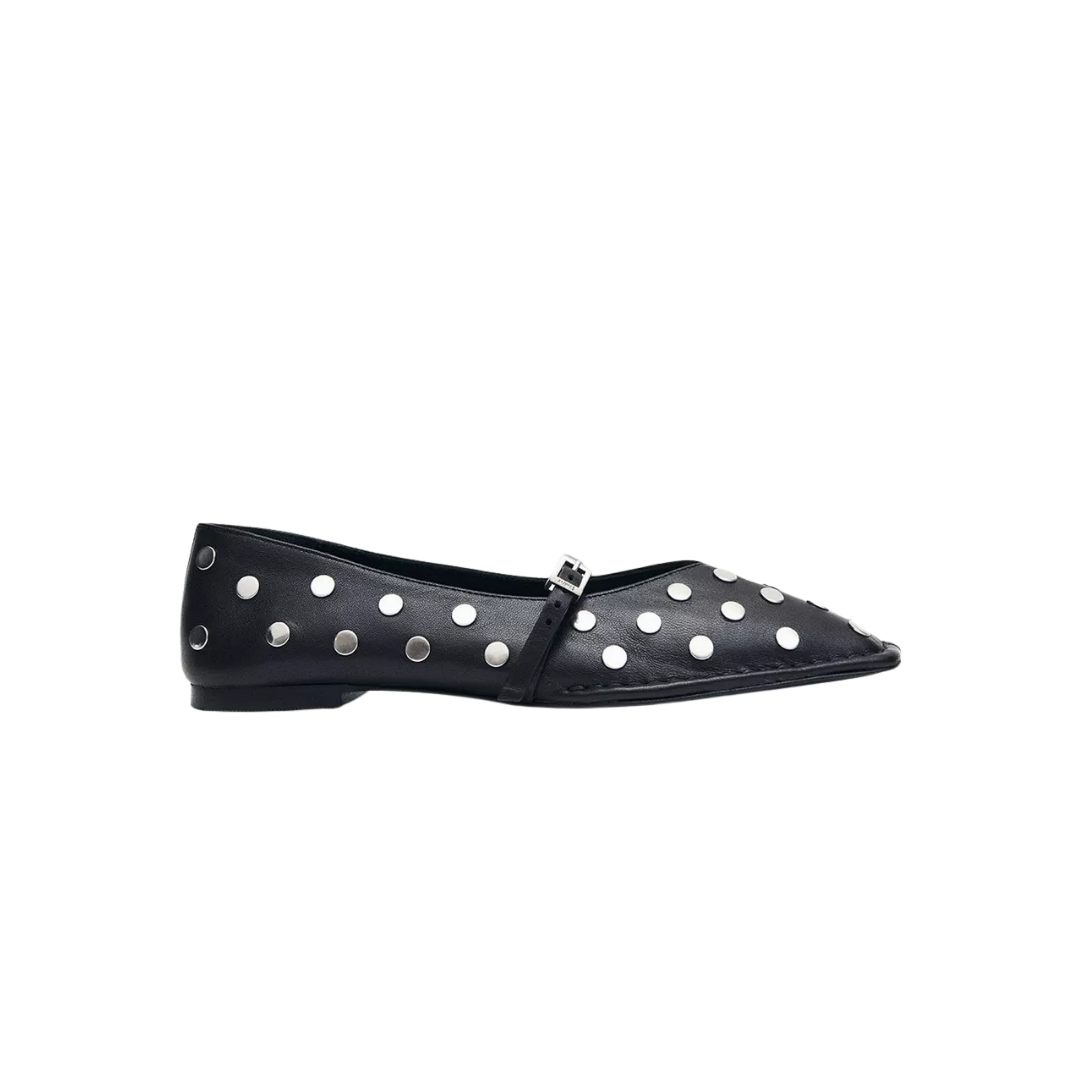 ALOHAS Sway All Studs Black Leather Ballet Flats – image 1 | COLLECT Barcelona