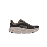 Hoka Bondi 9 running shoe in Black and River Rock Grey