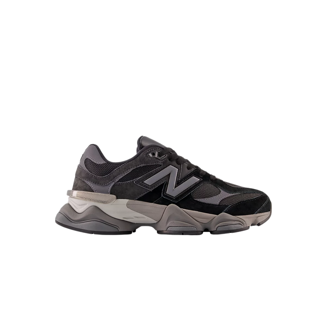 New Balance 9060 sneakers in Black with mesh upper and pigskin suede overlays