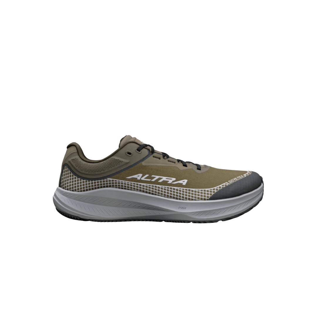 Altra M Torin 9 GTX running shoes in Dark Olive Silver Night Owl with GORE-TEX protection