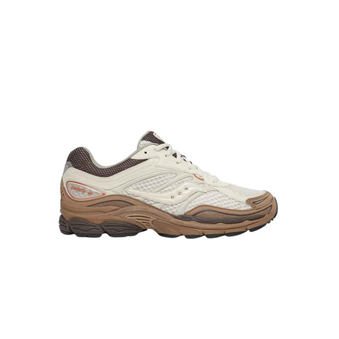 Saucony ProGrid Omni 9 Almond Coca retro running sneaker