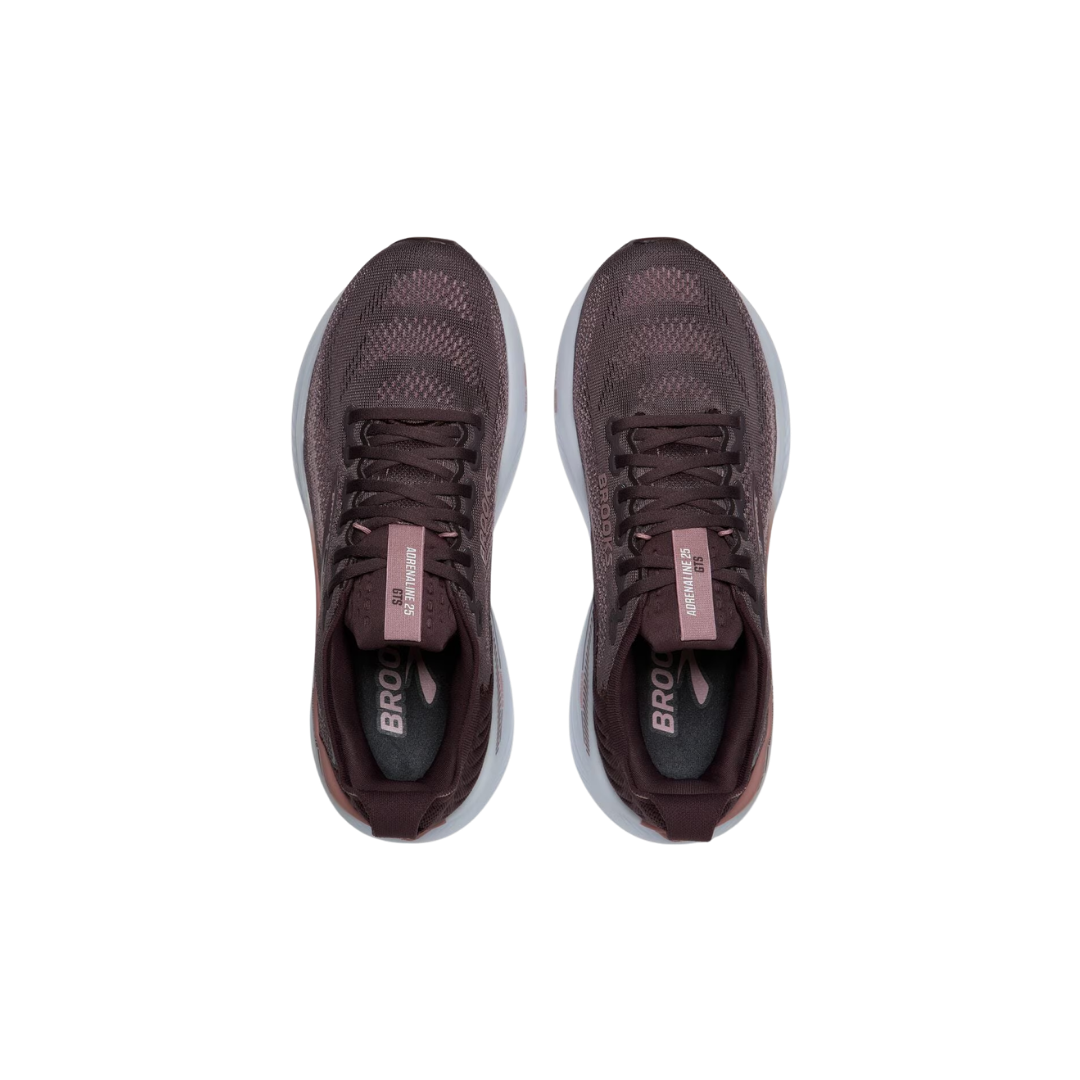 Brooks Women's Adrenaline GTS 25 in Raisin Woodrose White with cushioned support