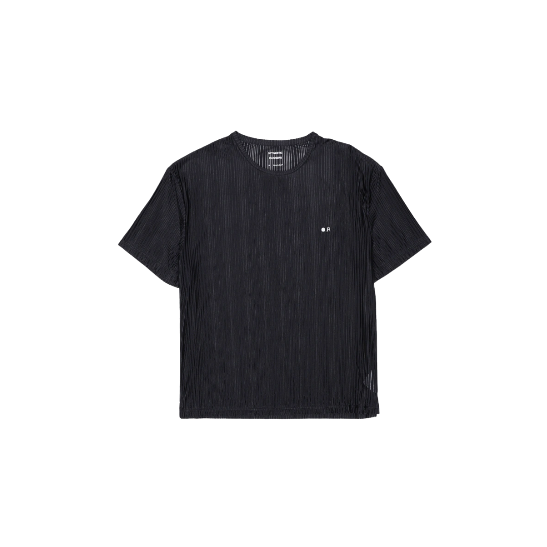 Optimistic Runners Glossy T-Shirt in Black with glossy vertical lines