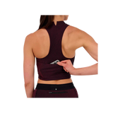 Bandit W Striped Cadence Mockneck Halter Race Crop with Seaming Detail Black/Fig Black x Fig