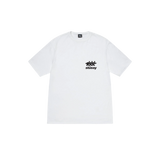Stüssy Surfwalk Pigment Dyed Tee in white with a relaxed fit and surf-inspired streetwear design