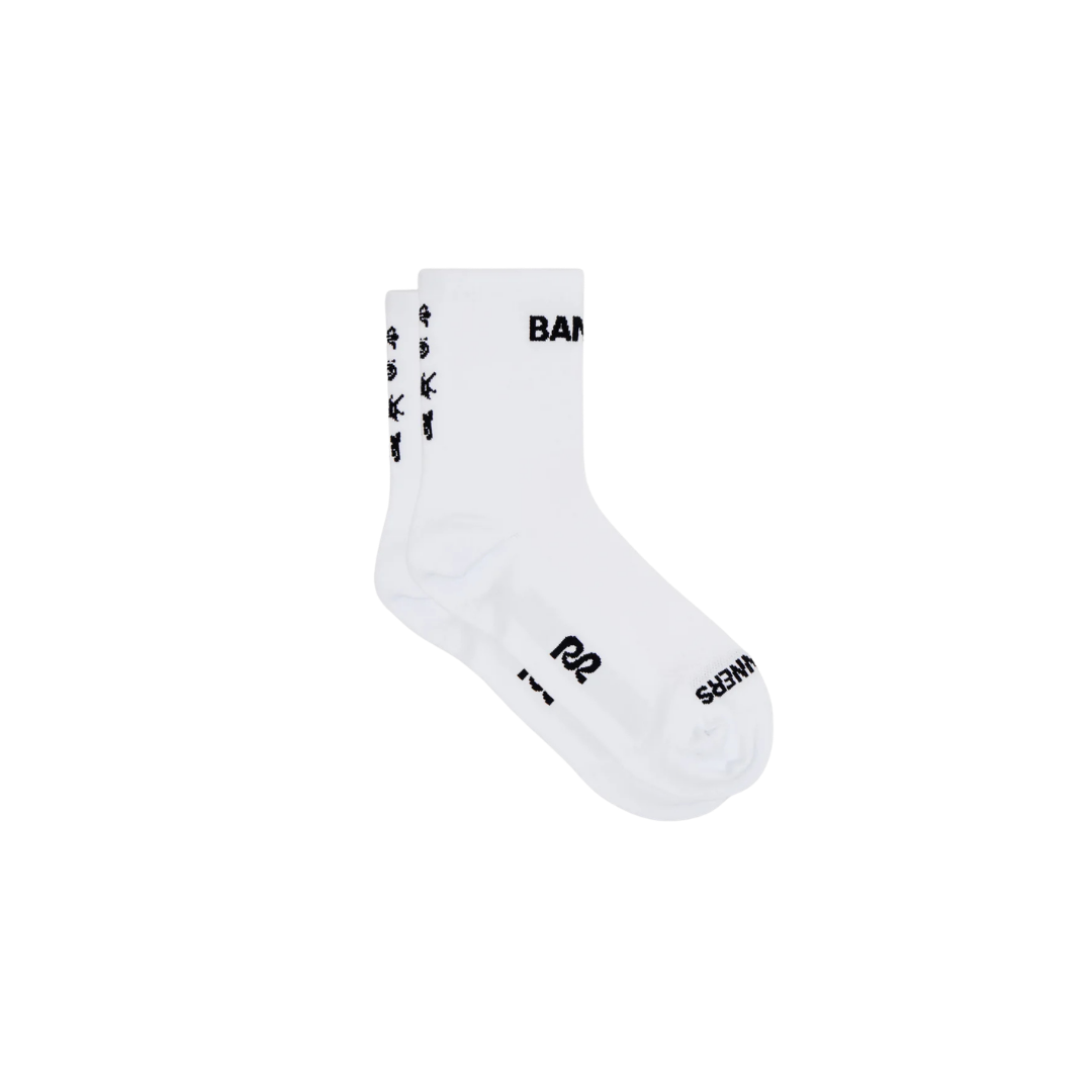 Bandit Lite Run™ Spring Motif Quarter Socks in White and Black