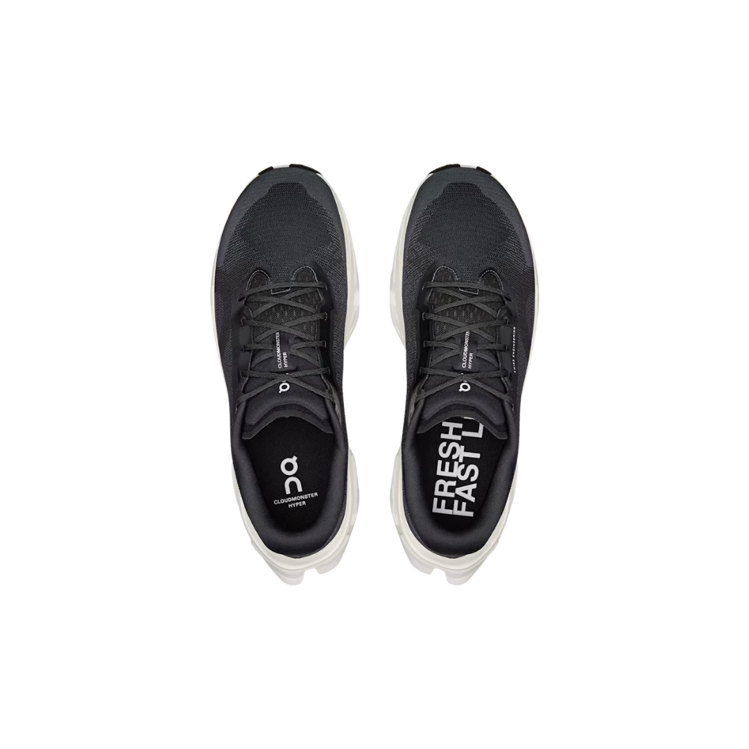 On Cloudmonster 3 Hyper W running shoe in Black and Ivory