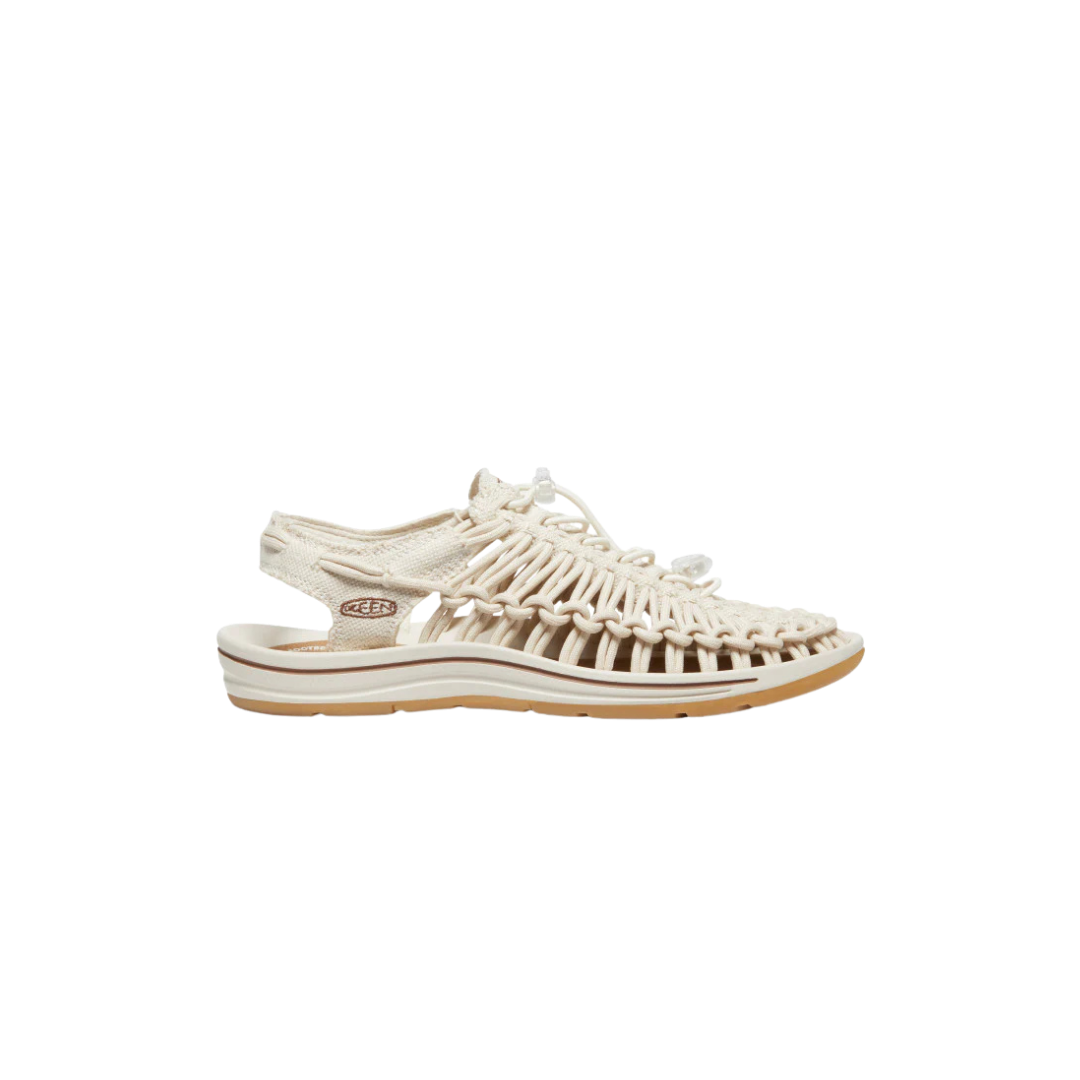 KEEN Women's UNEEK Canvas Sandal in Natural Canvas and Birch