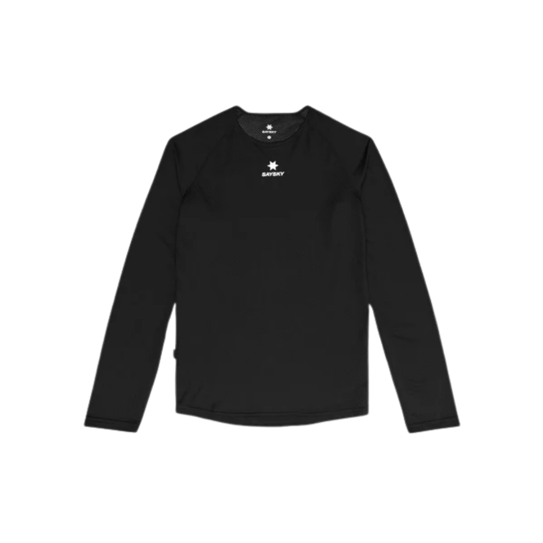 SAYSKY Mesh Base Layer Long Sleeve in Black with lightweight breathable mesh construction