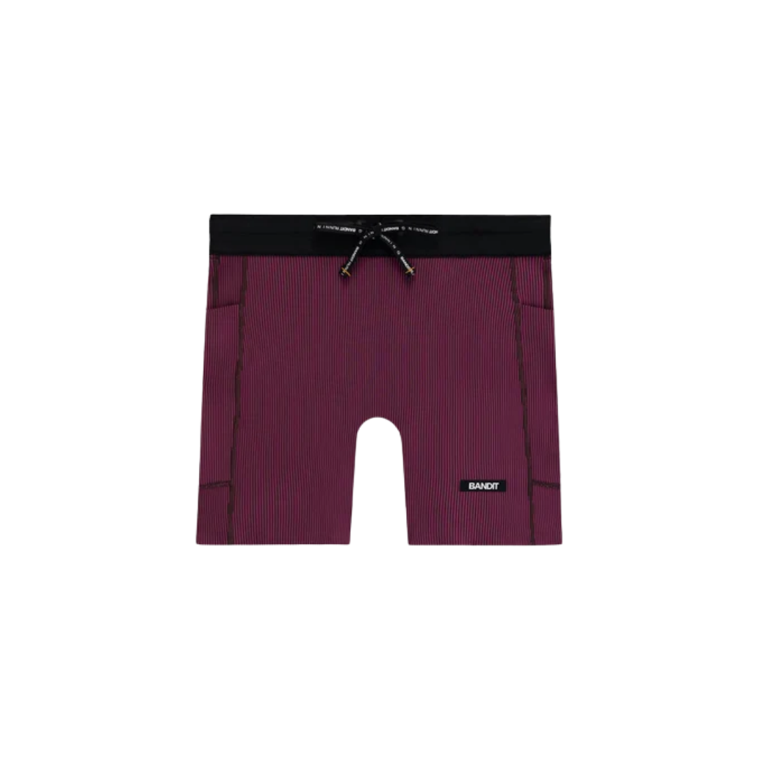 Bandit Women's Striped Cadence™ 5" Compression Shorts in Espresso and Azalea