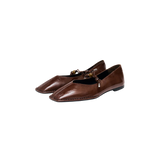 ALOHAS Sway Beads Rift Brown Leather Ballet Flats
