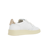 Autry Medalist Low Sneakers in White and Gold Leather