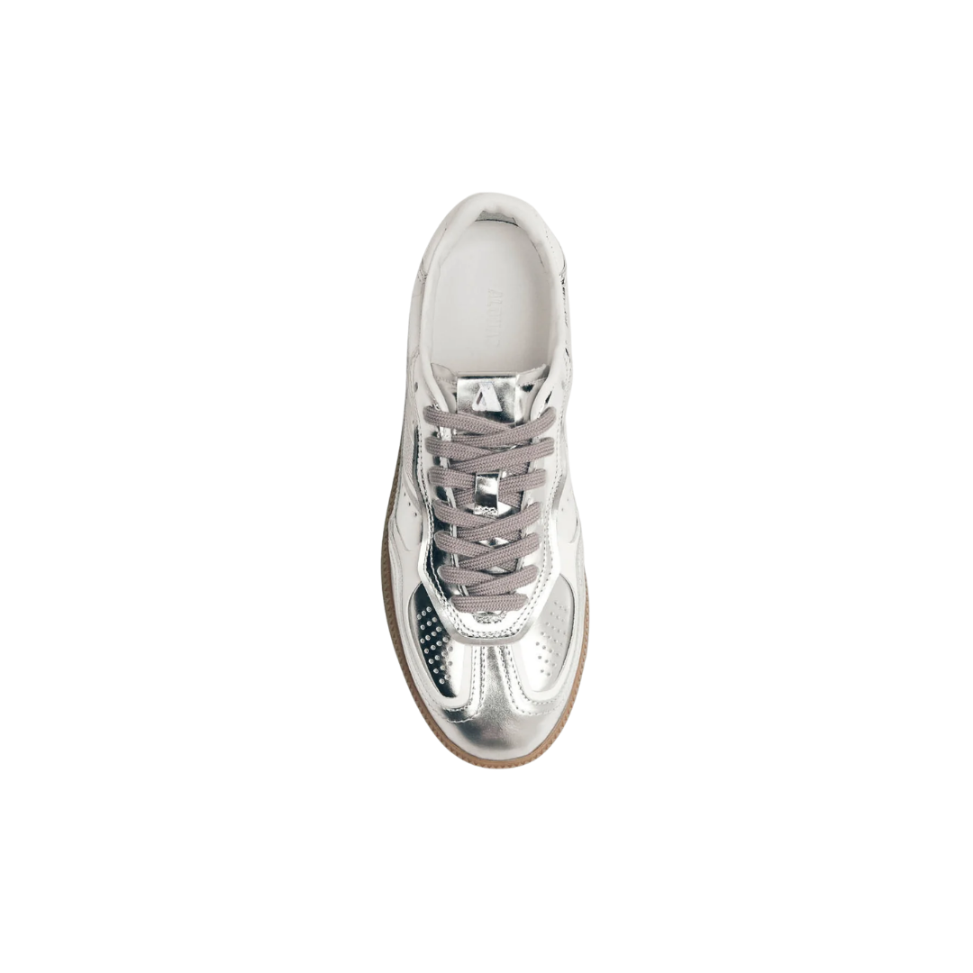 ALOHAS Tb.490 Rife Shimmer Silver Cream leather sneakers with metallic finish