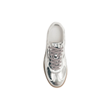 ALOHAS Tb.490 Rife Shimmer Silver Cream leather sneakers with metallic finish