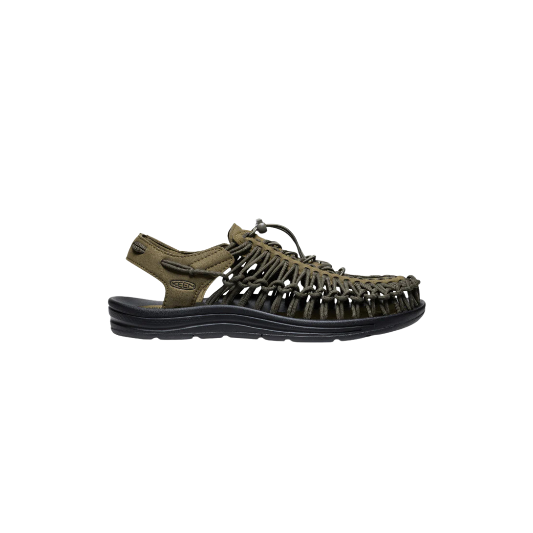 KEEN Men's UNEEK Sandals in Dark Olive and Black