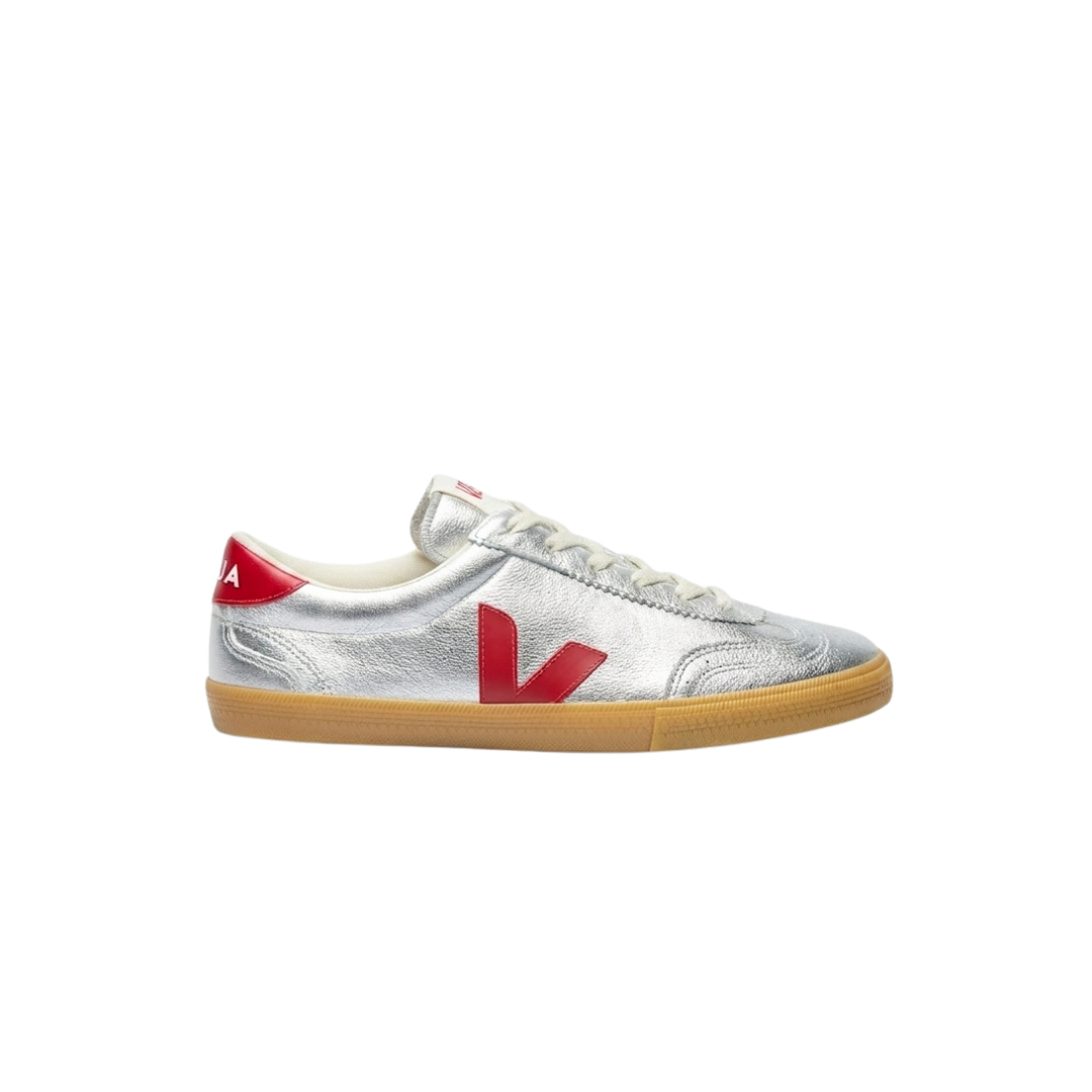 VEJA Volley Leather Sneakers in Silver and Pepper