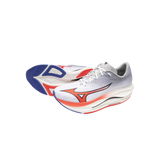 Mizuno Wave Rebellion Flash 3 8 M in White | Fiery Coral | Iris Bloom