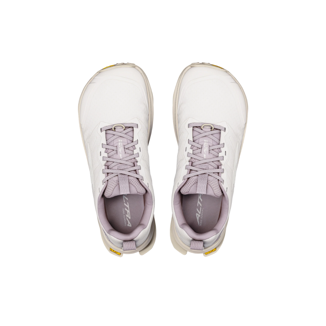 Altra W Lone Peak 9+ trail shoes in Perfectly Pale Pearl Bark with Vibram Megagrip outsole