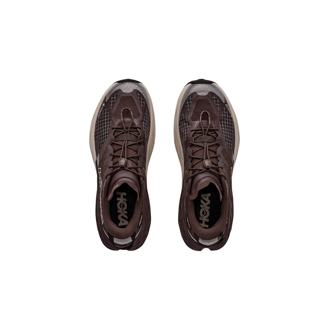 HOKA M Speedgoat 7 GTX trail shoes in Spiced Chocolate River Rock Gray with GORE-TEX® protection