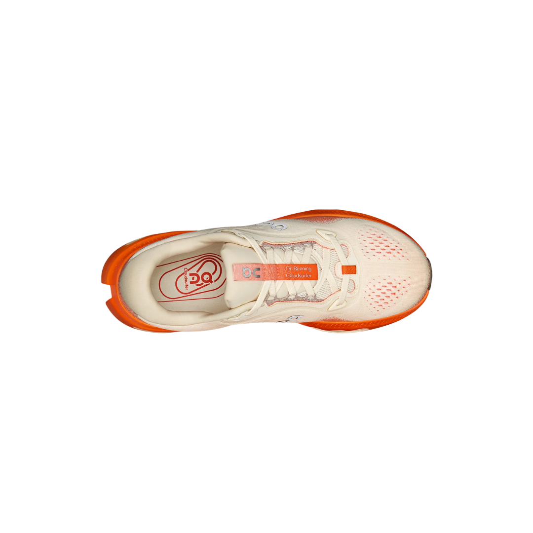 On Running Cloudsurfer 3 W in Moonstone/Flame with Surreal™ cushioning and warp-knit upper