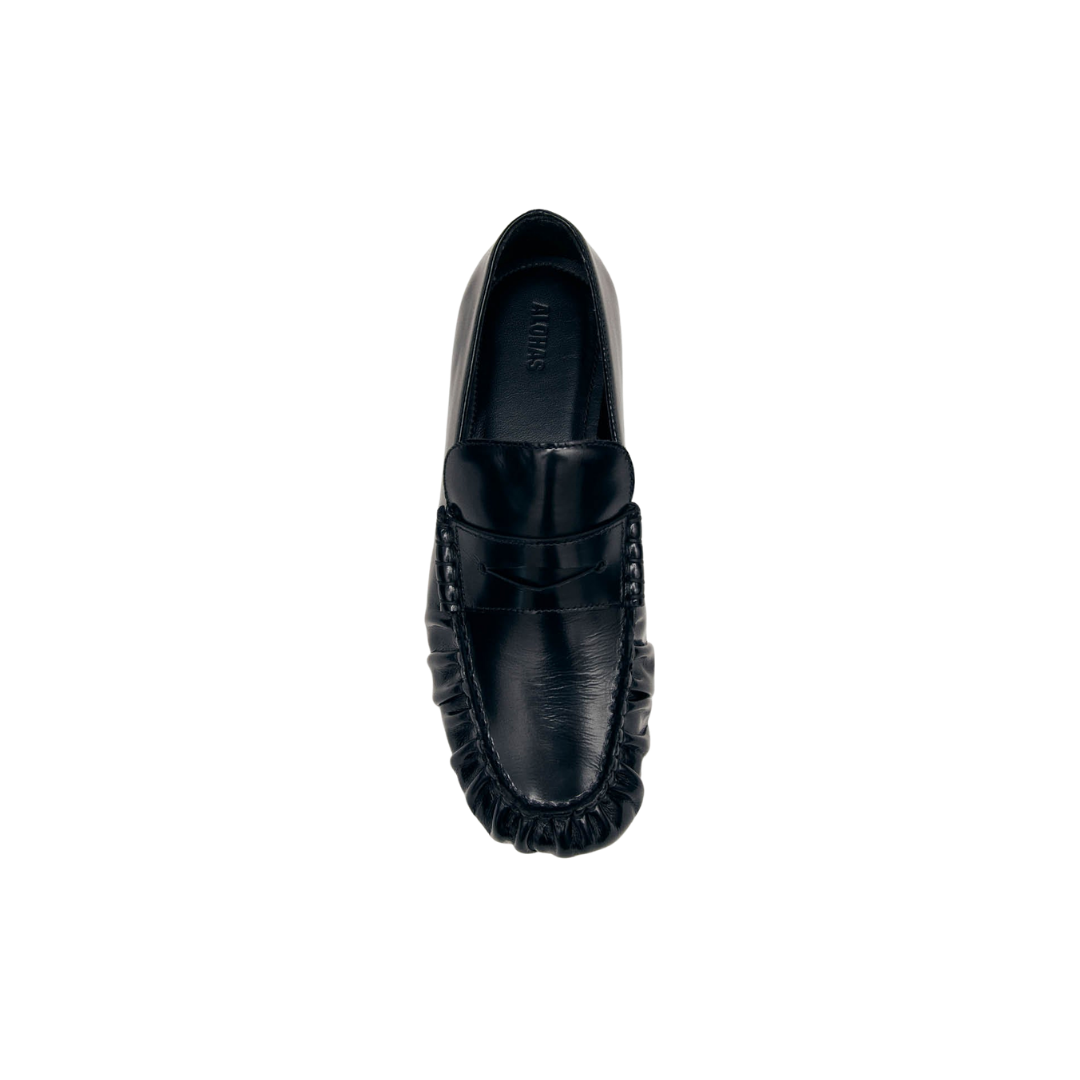 ALOHAS Aven Black Leather Loafers for Women
