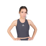 SAYSKY Women’s Combat Rib Crop Top in Grey with integrated power mesh bra