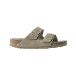 Birkenstock Arizona Suede Faded Khaki – classic Birkenstock sandals, faded khaki suede upper, adjustable two-strap design, orthopedic footbed for comfort, casual summer footwear