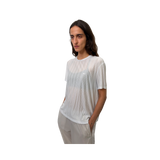 Optimistic Runners Glossy T-Shirt in Ice Blue with glossy vertical lines