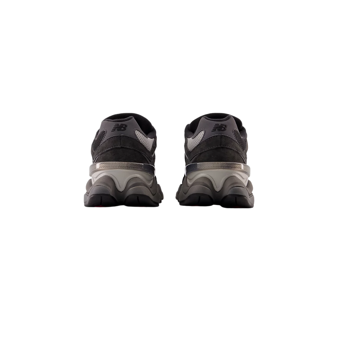 New Balance 9060 sneakers in Black with mesh upper and pigskin suede overlays