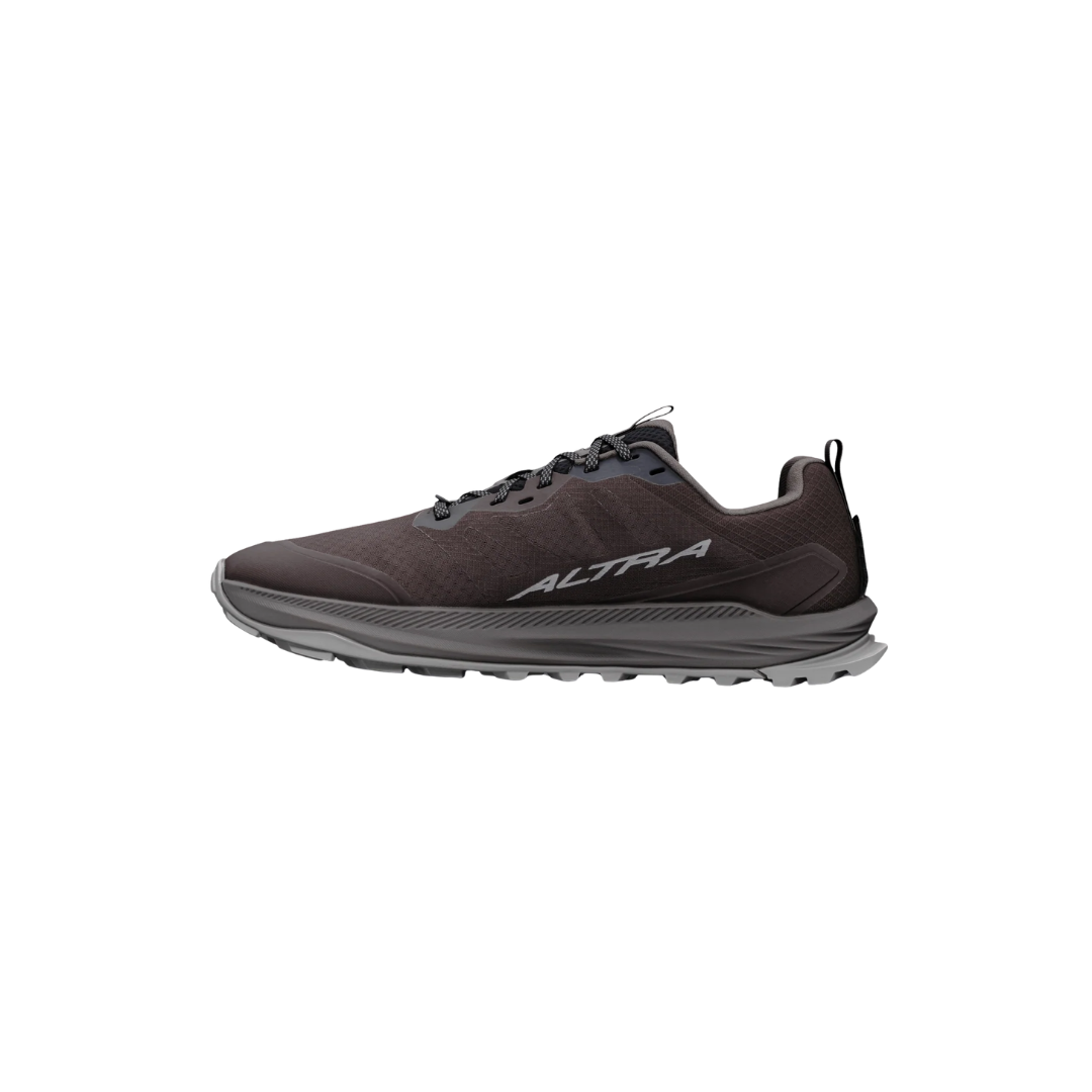 Altra M Lone Peak 9+ trail shoes in Chocolate Torte Silver Dark Gull Gray with Vibram Megagrip outsole