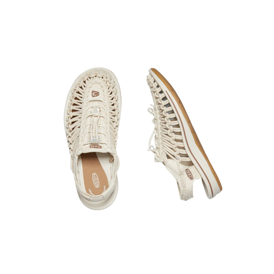 KEEN Women's UNEEK Canvas Sandal in Natural Canvas and Birch