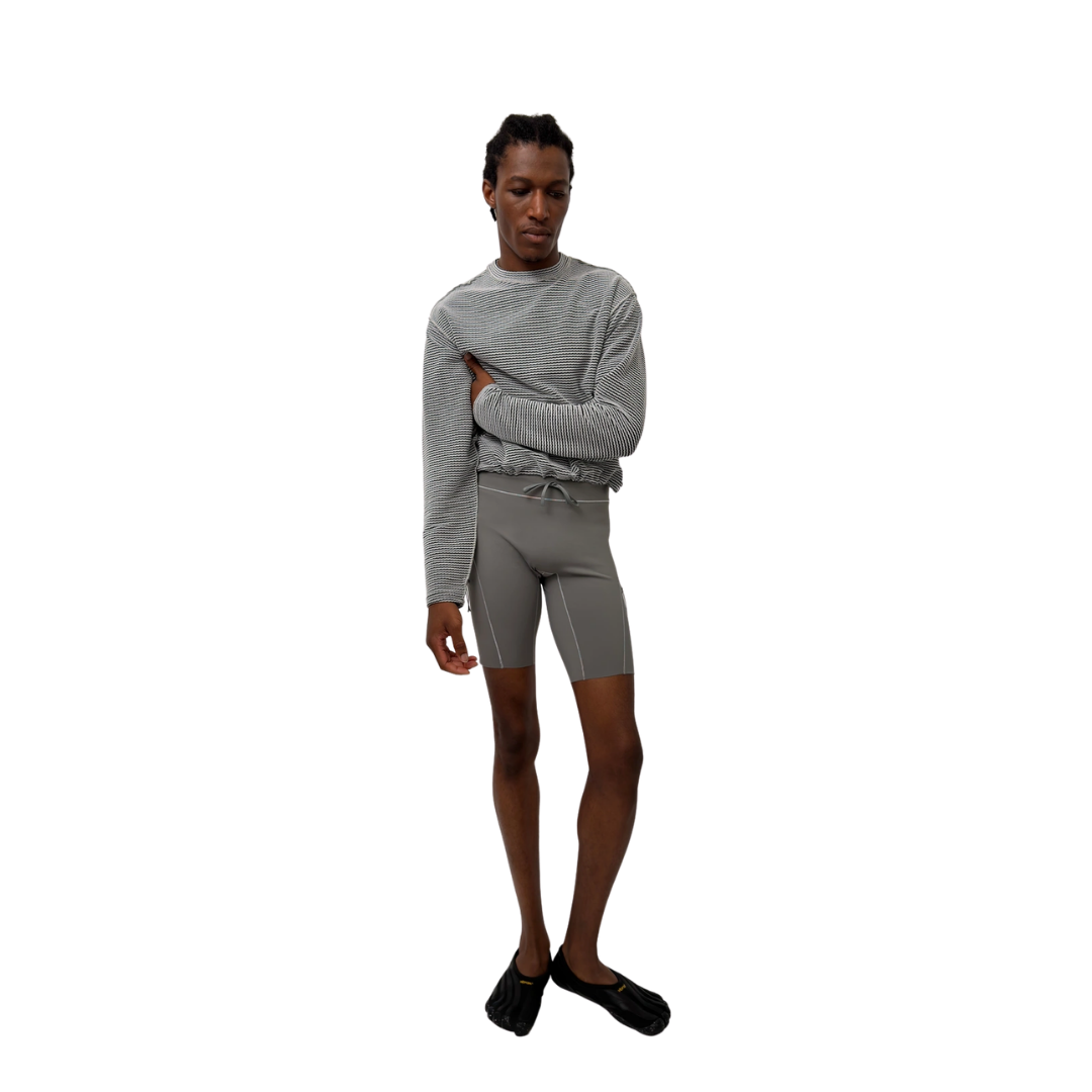 Optimistic Runners Cropped Warm Longsleeve in Light Grey for running and layering