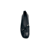 ALOHAS Rosalind black leather stretchy ballet flats with drawstring upper