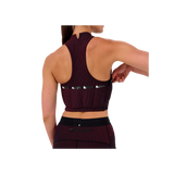 Bandit W Striped Cadence Mockneck Halter Race Crop with Seaming Detail Black/Fig Black x Fig