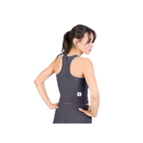 SAYSKY Women’s Combat Rib Crop Top in Grey with integrated power mesh bra