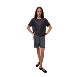 Optimistic Runners Glossy T-Shirt in Black with glossy vertical lines