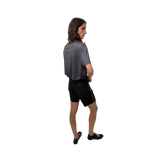 Optimistic Runners Plaid T-Shirt in Black with printed plaid pattern